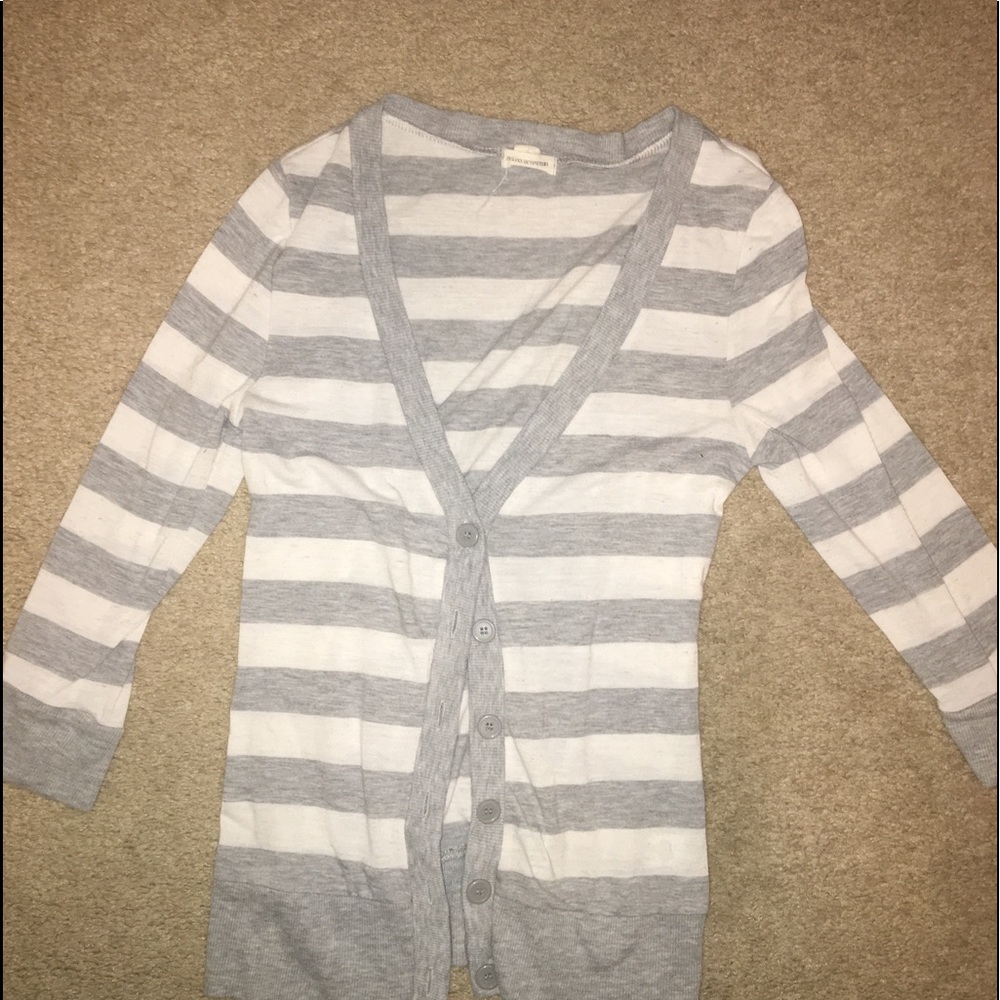 Grey and white striped sweater